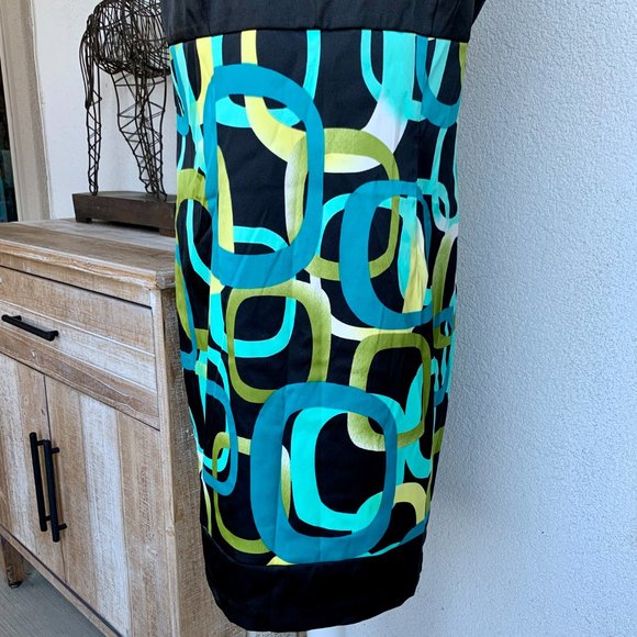 Dress Barn Geometric Turquoise Black Blue Green Dress 16 - Picture 6 of 8